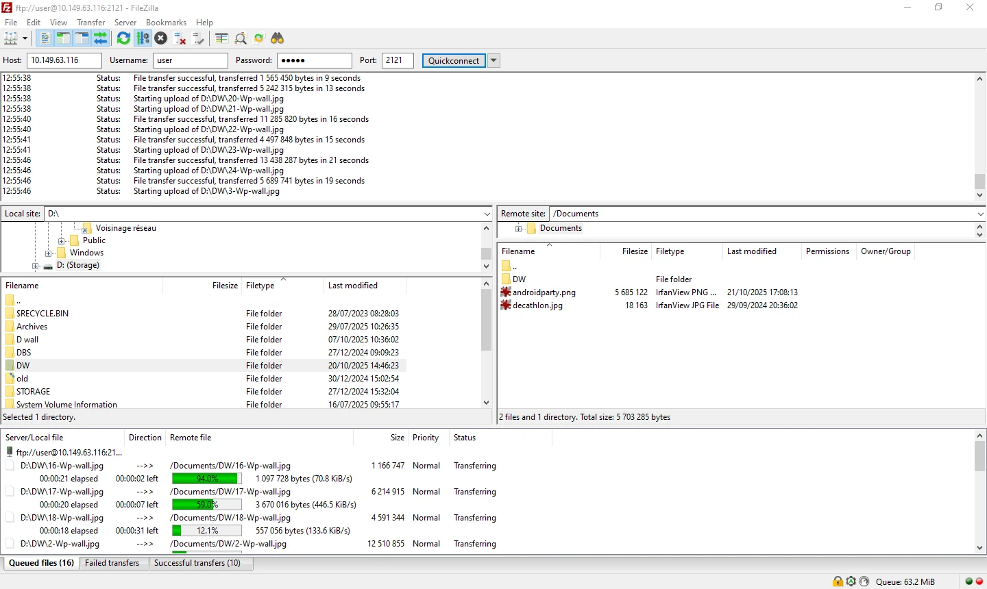 Multiple Files Transfert with FileZilla